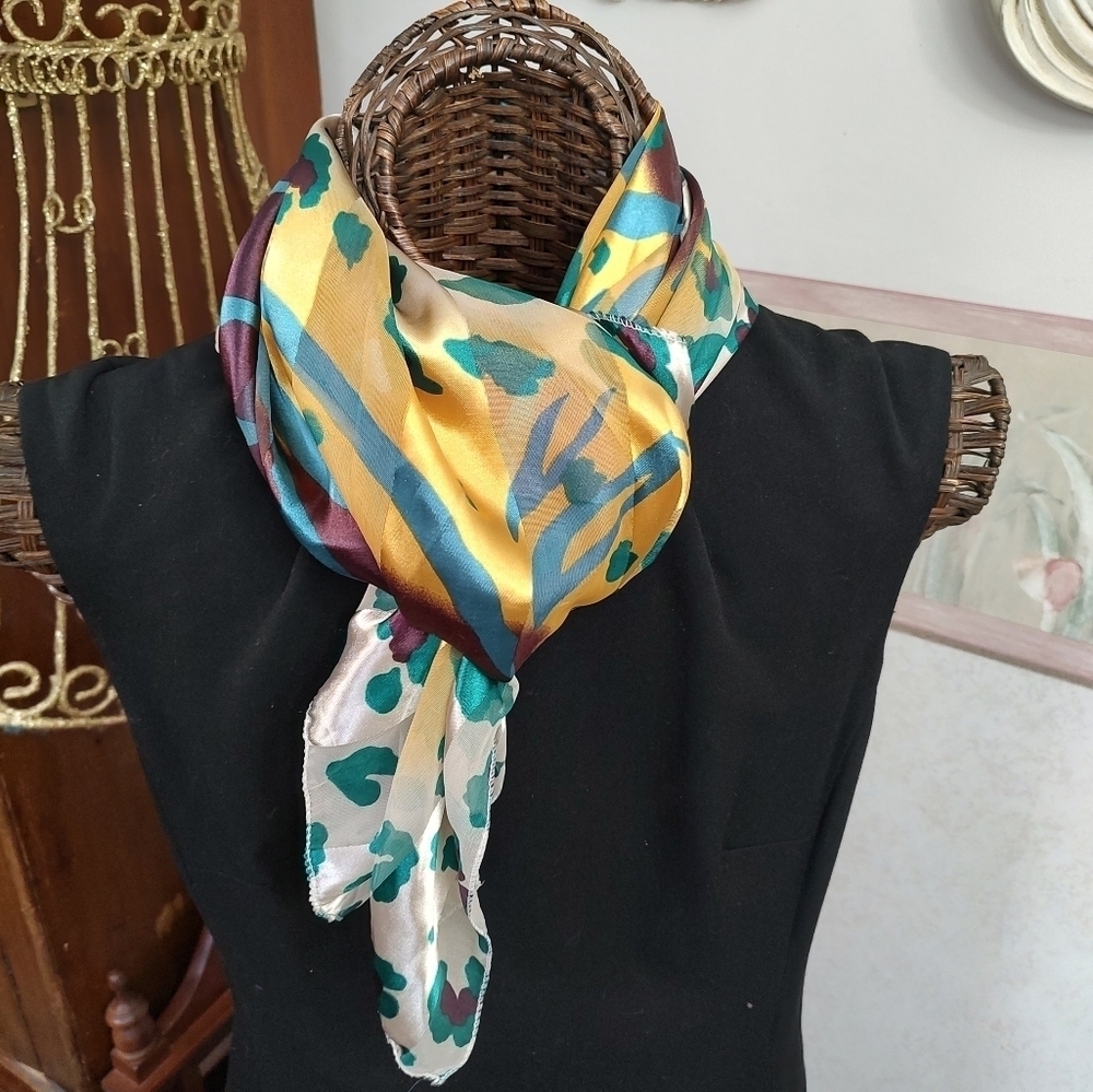 Beautiful Silky Polyester Scarf Made In Korea, See Tag. See last Picture-Cond'n